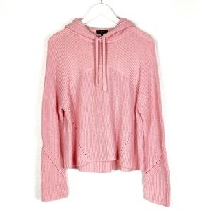Rag & Bone Cotton Pink Sunny Rib Pullover Hooded Open Knit Sweater Size S Small